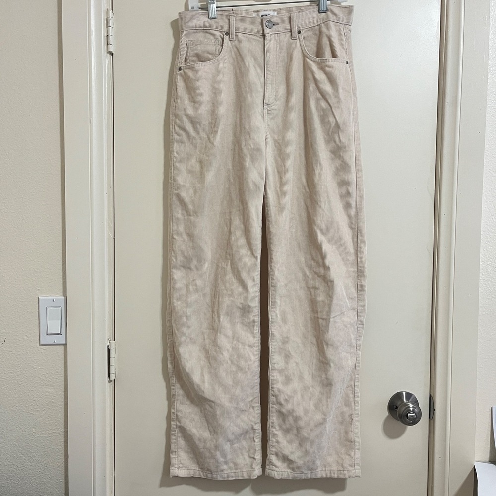 Cotton‎ On Womens Corduroy Pants Cream 6 High Rise Wide Leg Neutral Minimalist.
